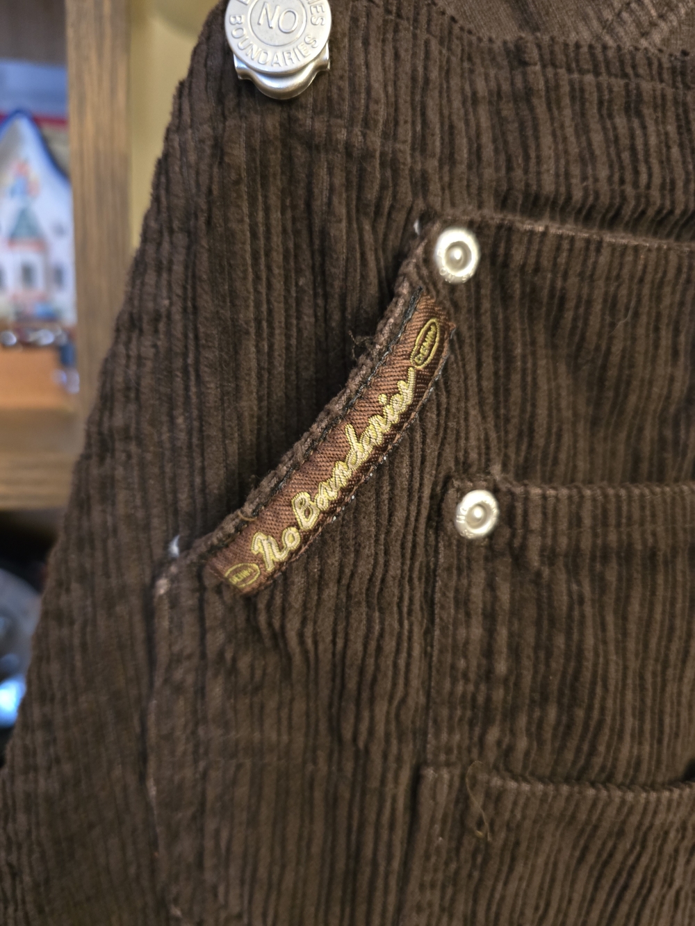 Vintage No Boundaries Brown Corduroy Overalls Relaxed Bib Utility 90s Y2K Size M - Picture 4 of 7